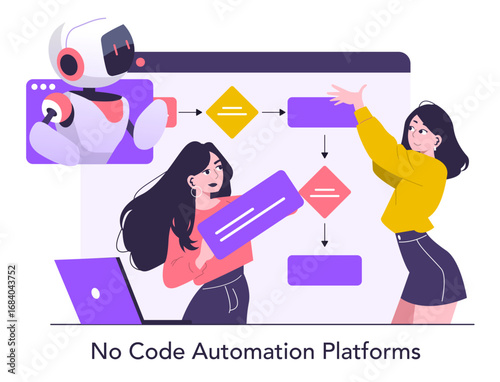 No-Code Automation Platforms Vector Illustration