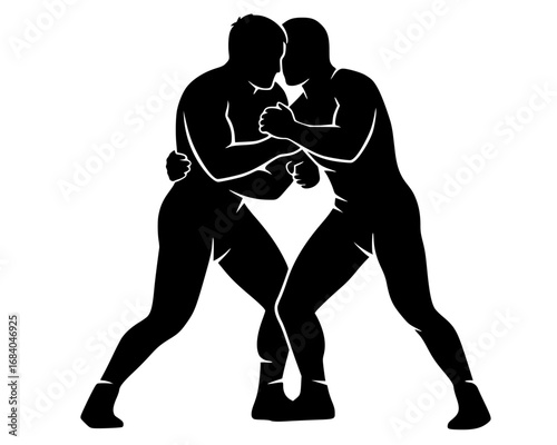 Wrestler fighting.Wrestling logo vector template
