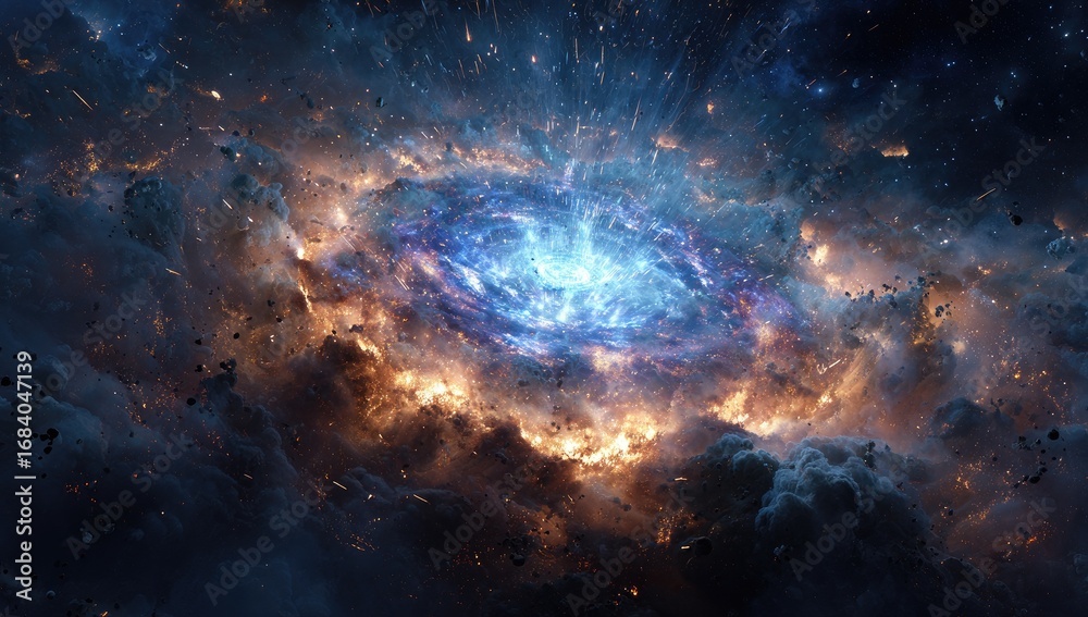 Fototapeta premium Cosmic explosion in swirling nebula
