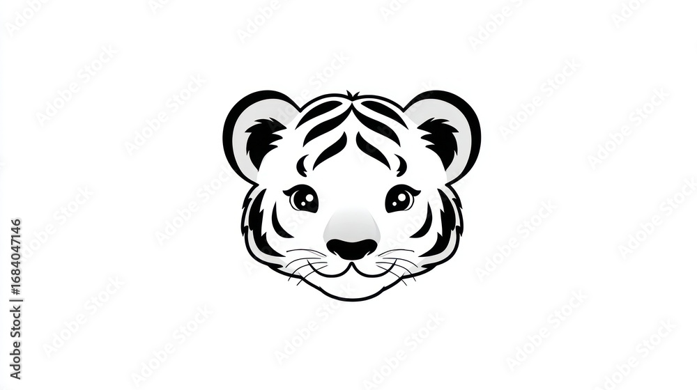 Obraz premium Cute tiger cub head illustration