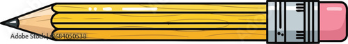 classic yellow pencil with pink eraser detailed illustration of writing utensil