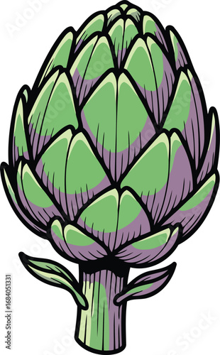 vibrant artichoke illustration detailed closeup of fresh vegetable