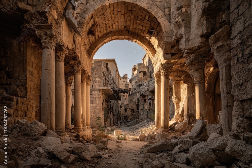Naklejka premium Sun-drenched ruins of a once-grand archway