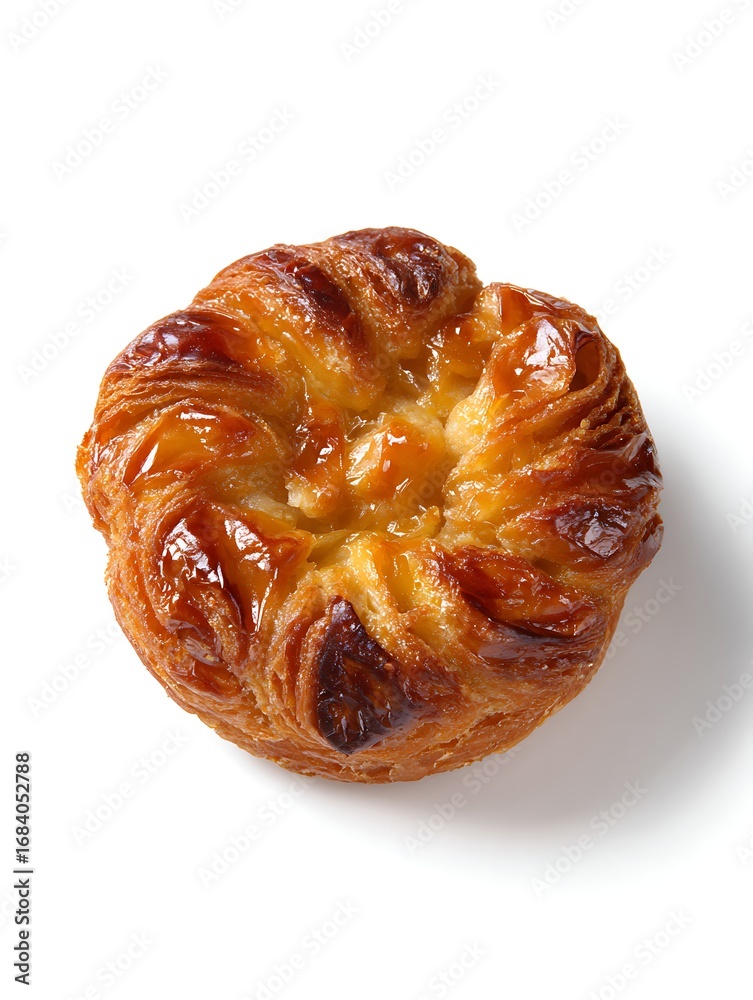 Fototapeta premium Golden glazed pastry with flaky layers and sweet filling, perfect for breakfast or dessert