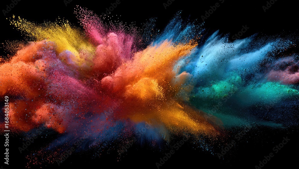 Fototapeta premium Vibrant explosion of colorful powder on a black background
