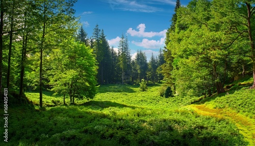 sunny day in a lush green forest clearing pixel art