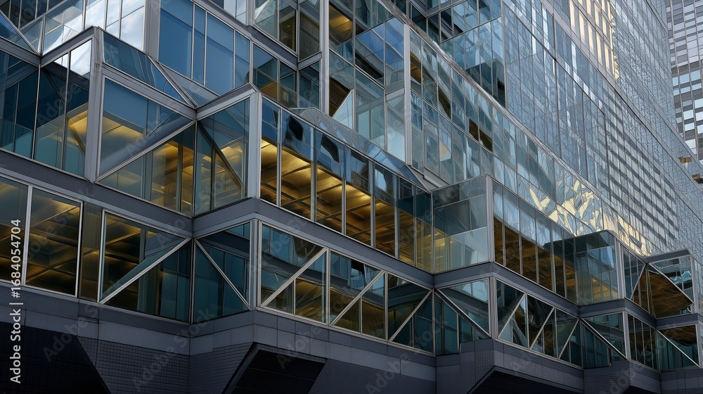 Fototapeta premium Skyscraper with modern architecture featuring glass reflection and design. AI generated.