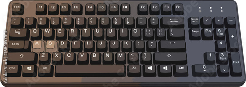 detailed illustration of a modern black keyboard keys, buttons, and functionality