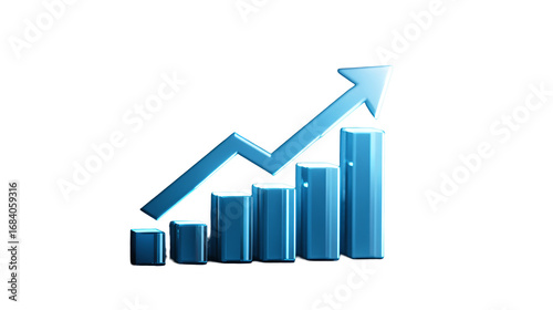 Free Download Upward trending blue bar graph with arrow symbolizing success on transparent background - GFXLoad