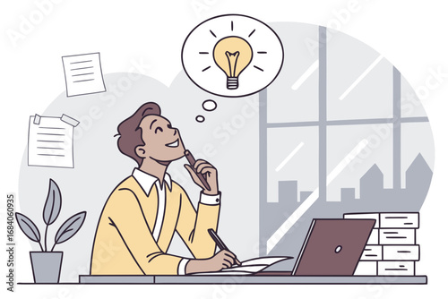 business people working, with office supplies around