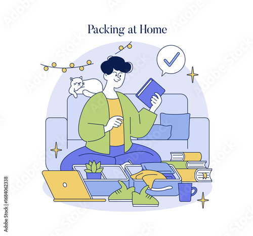 Packing at Home: Preparing with Books and Accessories
