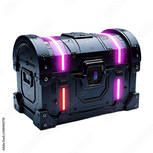 Futuristic sci-fi glowing chest isolated