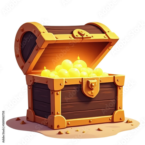 Glowing treasure chest game asset isolated