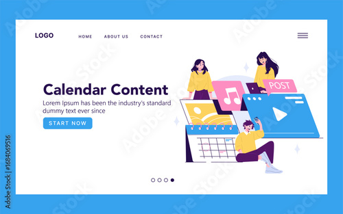 Engaging Website Calendar Content Vector Illustration