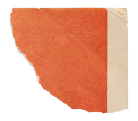 Rip corner from old vintage book, orange paper scrap isolated for design