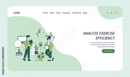 Office Colleagues Discussing Plants Vector Illustration