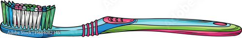 colorful toothbrush with multicolored bristles oral hygiene illustration