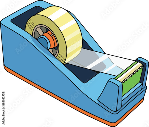 handy blue tape dispenser with tape roll