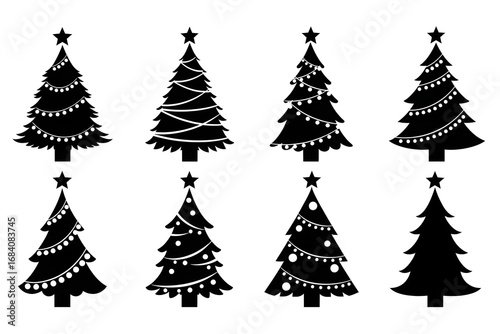 set of christmas trees