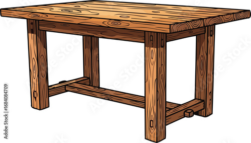 rustic farmhouse wooden table a sturdy, handcrafted dining table illustration