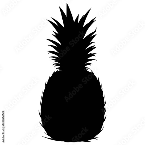 Black pineapple silhouette isolated on white background