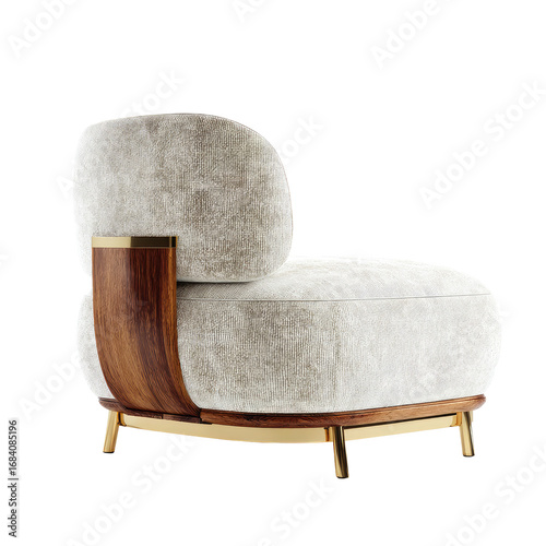 Cream-colored chaise lounge with wood accents