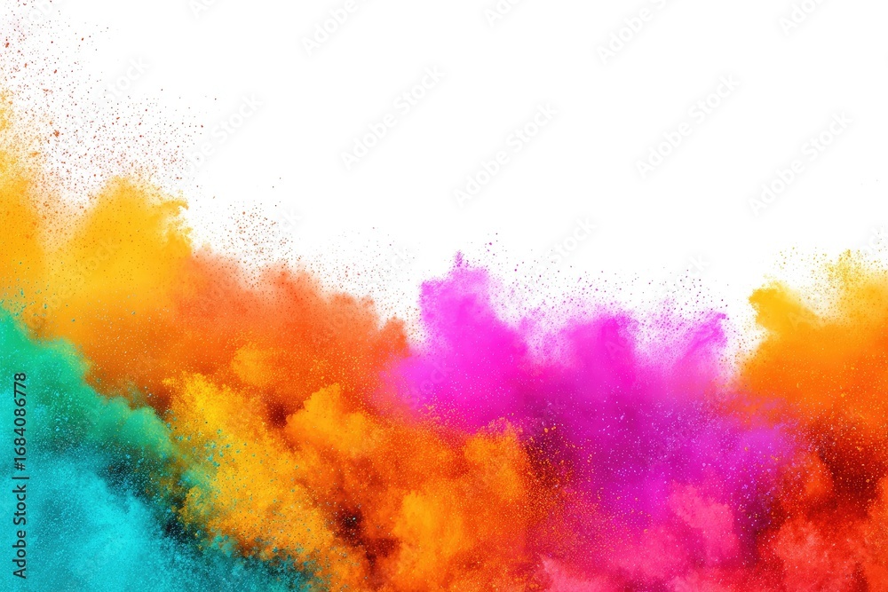 Obraz premium Colorful powder explosion against white background (9)