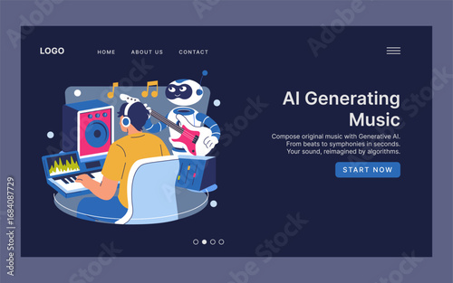 AI Robot Assists Music Producer in Studio Scene