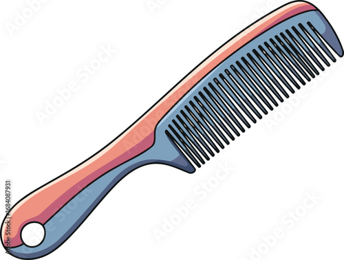 stylish pink and blue comb essential hair care tool illustration
