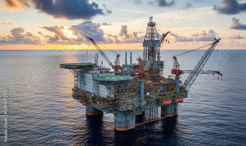 Oil rig somewhere in between ocean 