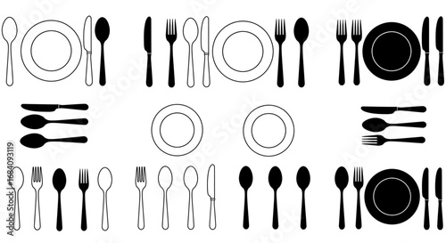 set of cutlery silhouettes