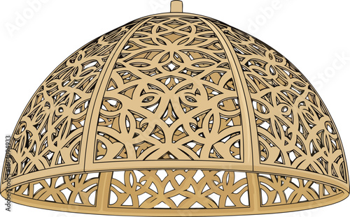 intricate laser cut wooden dome ornate floral pattern lamp shade design
