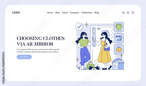 Interactive AR Mirror Shopping Vector Illustration