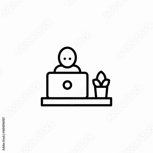 man laptop plant icon sign vector