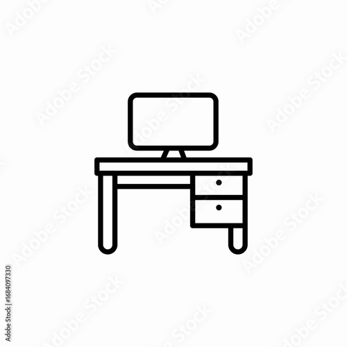 office desk icon sign vector