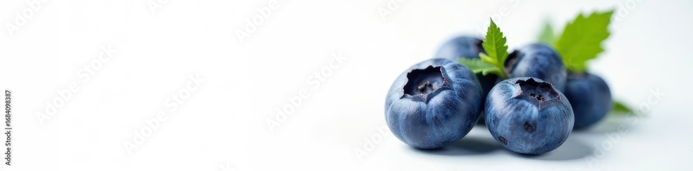 Obraz premium Single plump blueberry, pristine white backdrop, bright, fresh