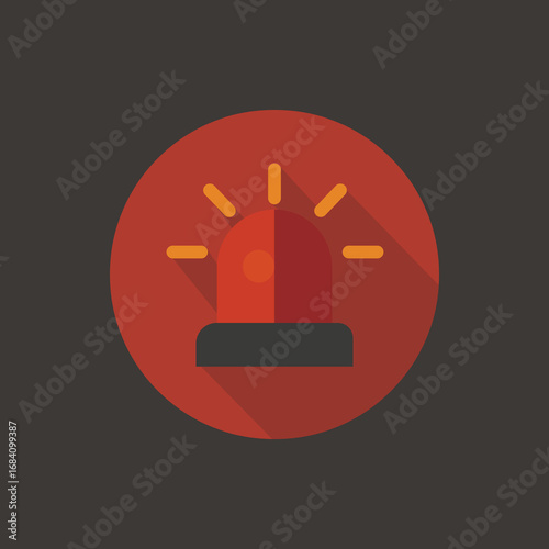 Flat vector illustration of a red emergency siren. Represents danger, alert, warning, or urgent situation.