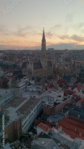Wallpaper Mural Belgium Brussels Grand Place Drone orbit right sunset Vertical Torontodigital.ca