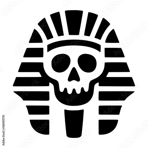 Ancient Egyptian Pharaoh Skull and Nemes Headdress Icon
