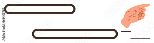 Hand gesture near two horizontal bars, visualizing progress or selection. Ideal for process, analytics, choice, progress tracking, direction, task management, interactive design simple flat metaphor