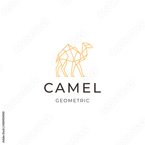 Geometric camel logo design. simple animal icon illustration vector
