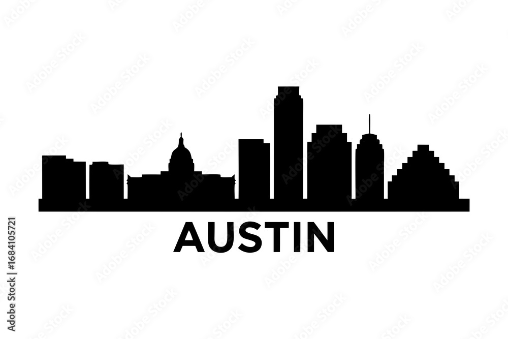 Iconic Austin Skyline Vector Silhouette Illustration Capturing the Dynamic Essence of the Texas Capital City Landscape in a Modern Graphic Design Iconic Austin Skyline Vector Silhouette Illustration Capturing the Dynamic Essence of the Texas Capital City Landscape in a Modern Graphic Design