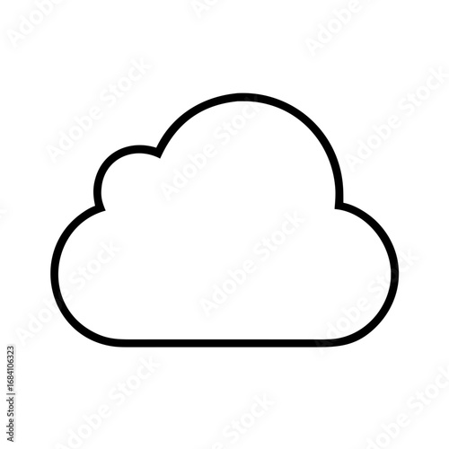 Minimalist outline cloud icon for technology, data, and weather
