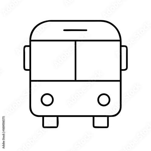 Minimalist outline style bus icon isolated on white
