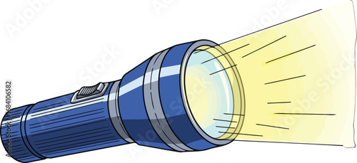 blue flashlight beam in darkness nighttime illumination illustration