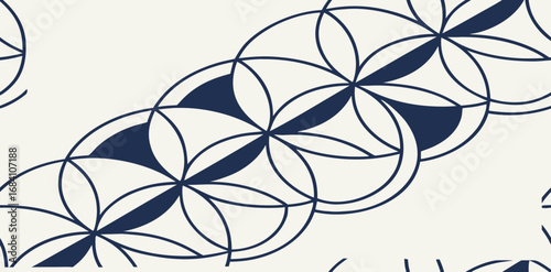 Elegant navy blue geometric pattern on cream background creating a modern, sophisticated design element