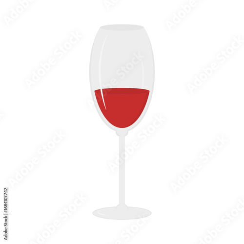 Rose Wine in Glass Wine Day Holiday Greeting Sticker Icon Pictogram Minimalistic design element idea