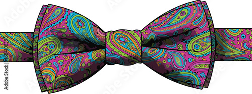 vibrant paisley bow tie detailed fashion accessory illustration