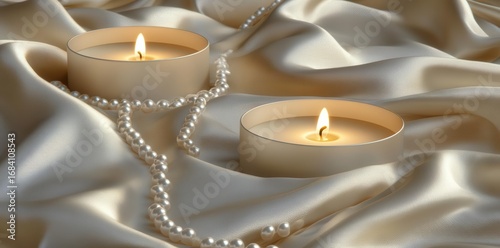Candles Glow With Pearls And Silk, Creating A Relaxing And Elegant Atmosphere