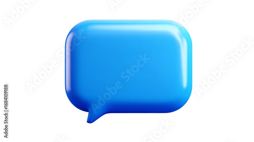 Glossy azure message bubble with modern design element on transparent background